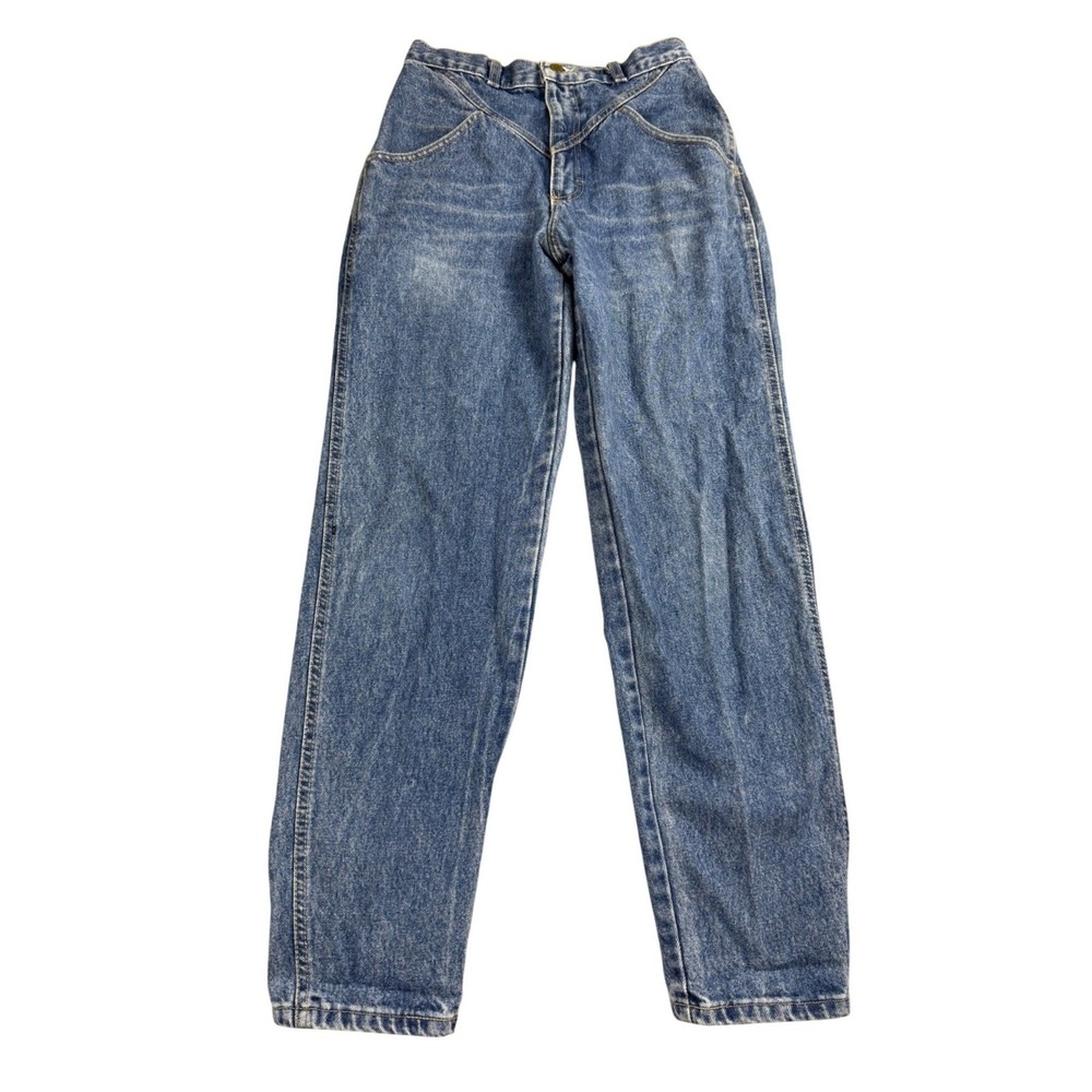 Zena Vintage USA Mom Jeans Womens Size 26" High Waisted Western V-Yoke Acid Wash